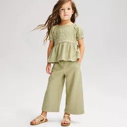 Baby Girls' Solid Knit Top & Pants Set 2pc - Cat & Jack\u2122 Olive 12M | Target