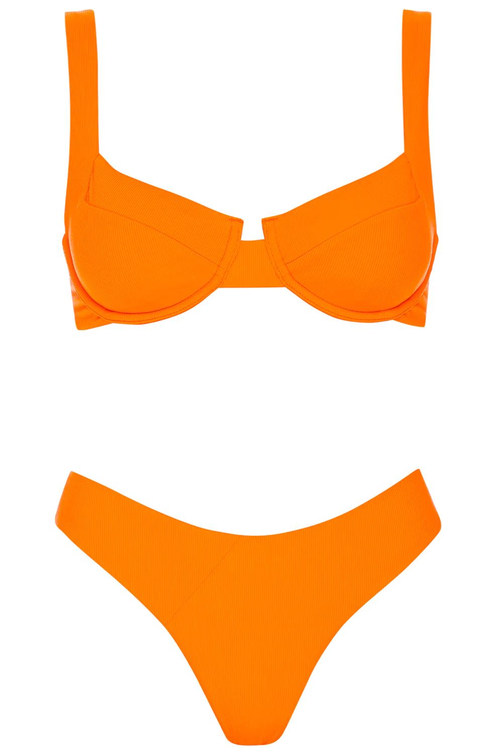Laguna Bikini Orange Ribbed Set | VETCHY