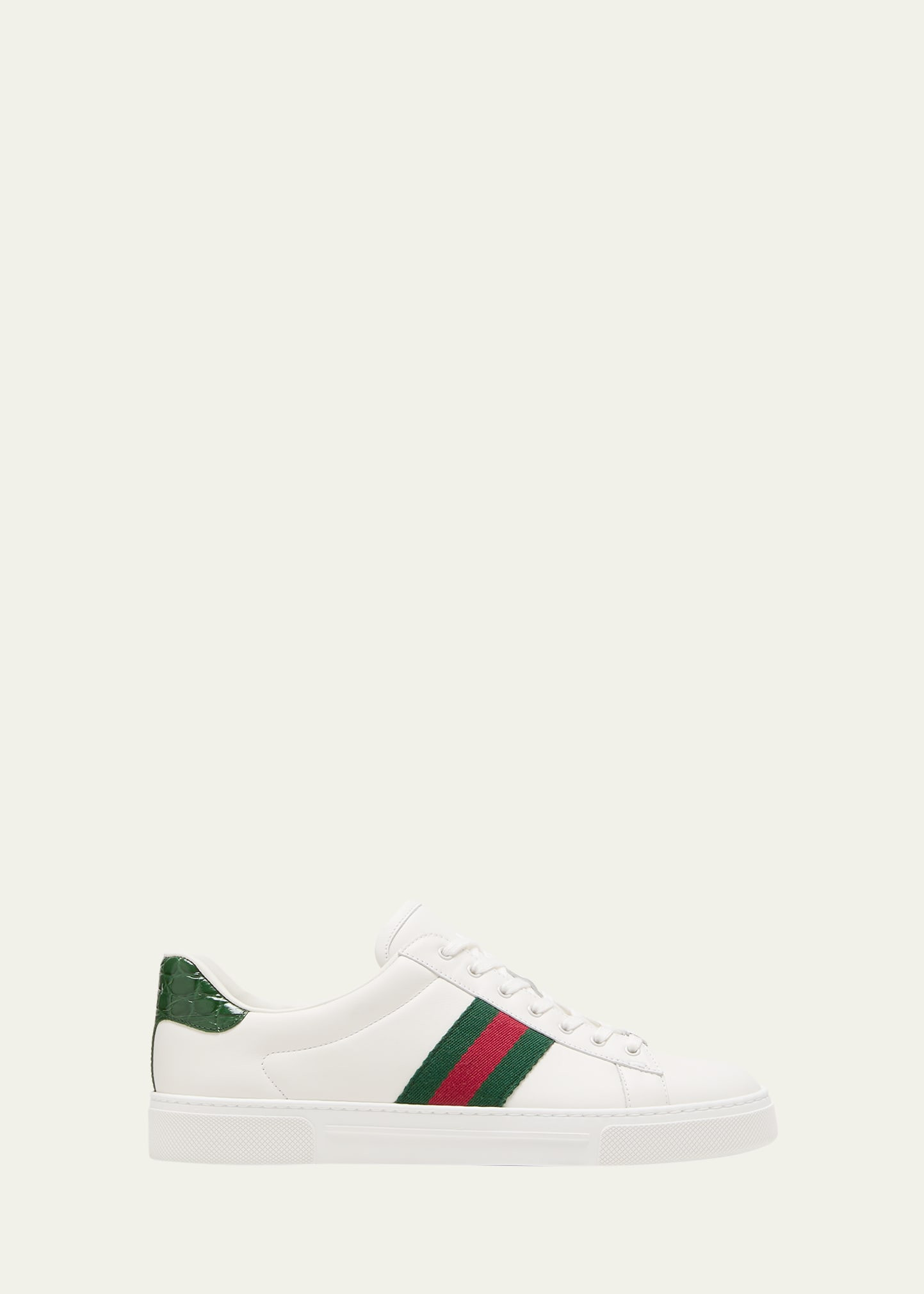Gucci Ace Leather Web Low-Top Sneakers | Bergdorf Goodman