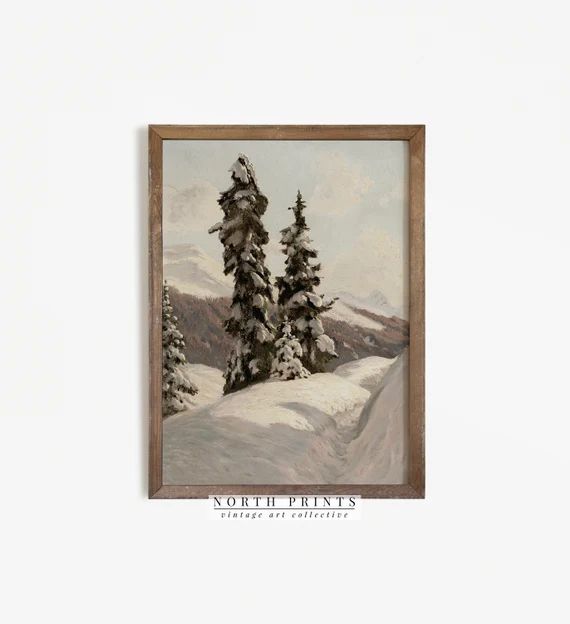 Vintage Winter Alpine Landscape Scenery Art  Country Pine - Etsy | Etsy (US)