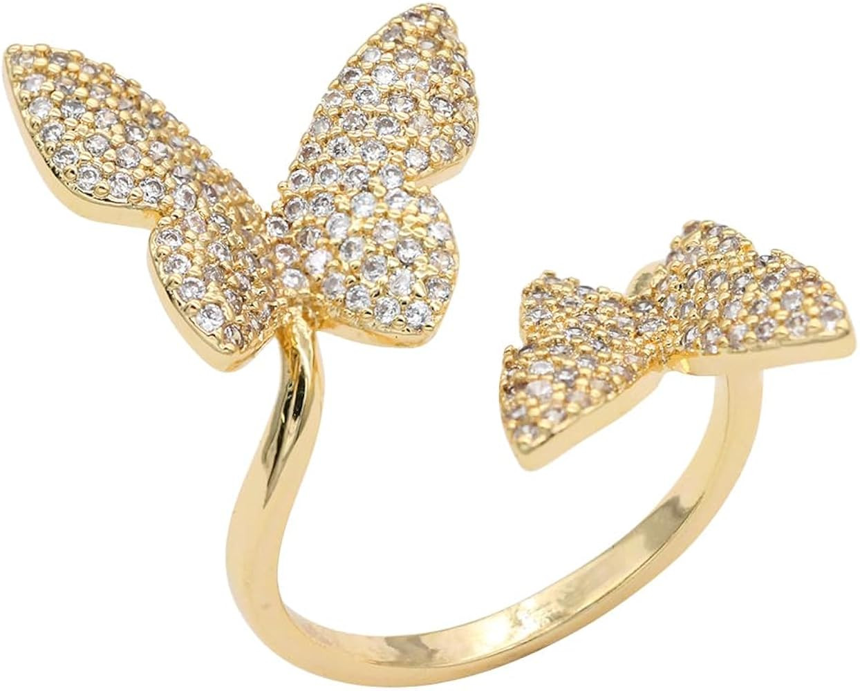 Lavencious Double Butterfly Design Adjustable Rings Cubic Zirconia Statement Ring for Women Size ... | Amazon (US)