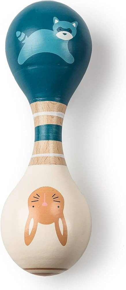 Mary Meyer Leika Wooden Toys Baby Rattle, 5.5-Inches, Raccoon & Bunny | Amazon (US)