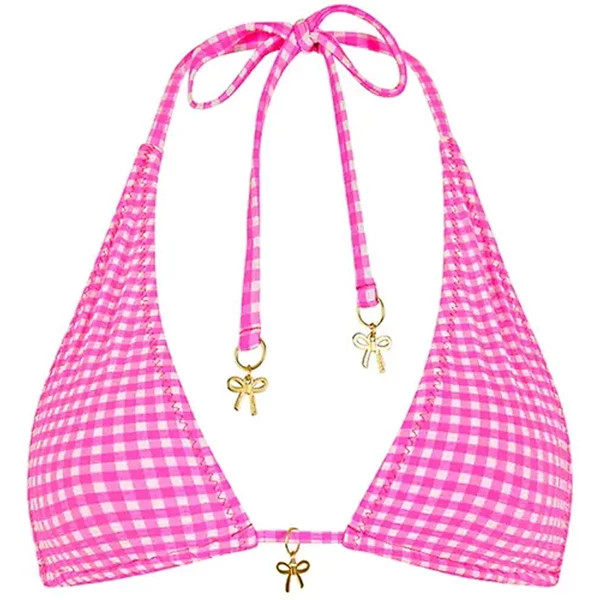 Women's Kulani Kinis Classic Tie Halter Swim Bikini Top Large Pink Diva | Scheels