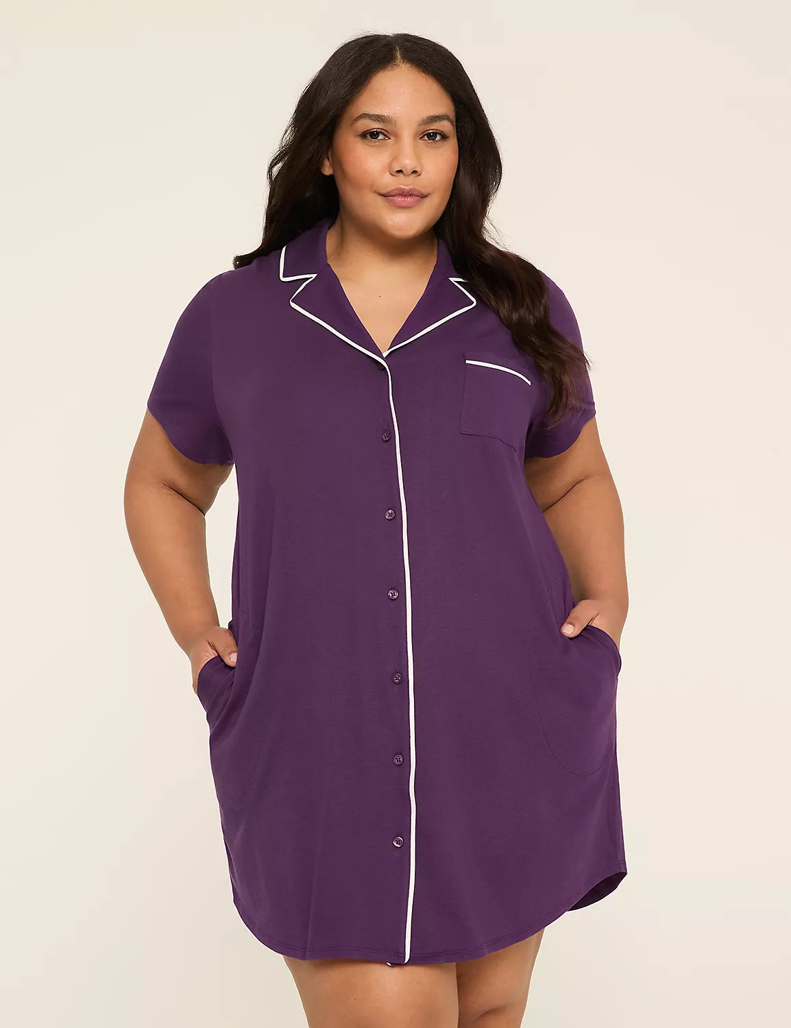 Comfy Cotton Notch-Neck Sleepshirt | LaneBryant | Lane Bryant (US)