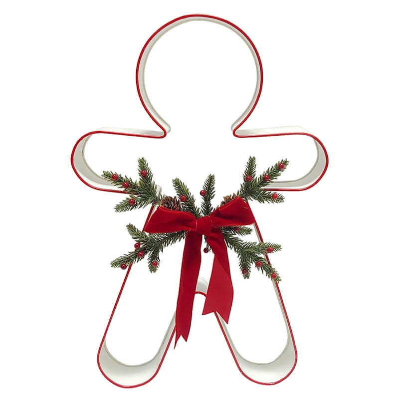 Gingerbread Cookie Cutter Table Decor, 20", White, Wood, sold by At Home | At Home