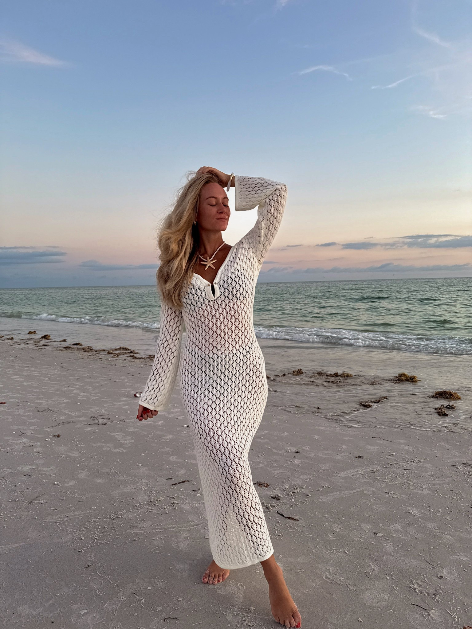 Crochet swim coverup with starfish necklace - wearing size small in this Amazon coverup! 

shell jewelry, shell necklace, beach outfits, beach coverup, amazon finds 

#LTKFindsUnder50 #LTKSummerEdit