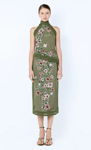 CAMELIA RACER TOP - OLIVE GARDENIA FLORAL | Bec & Bridge (Global)