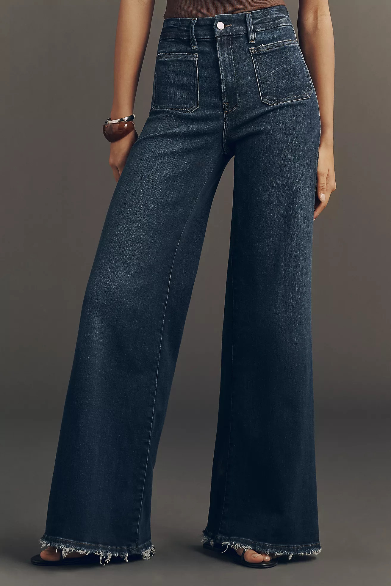 Good American Soft-Tech Good Waist High-Rise Palazzo Jeans | Anthropologie (US)