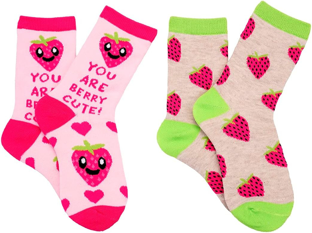 Everything Legwear Kids Valentine's Day 2 Pair Pack Crew Socks - You Are Berry Cute Strawberries ... | Amazon (US)