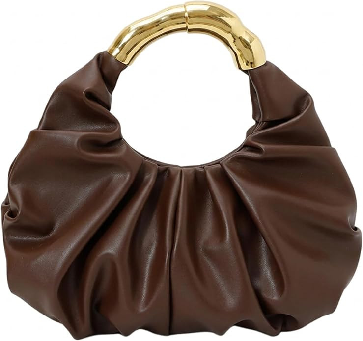 Gold Clutch Purse for Women, PU Leather Evening Handbag Pleated Bag with Fade-Resistant Handle fo... | Amazon (US)