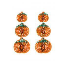 Triple Beaded Pumpkin Drop Earrings | Chicwish