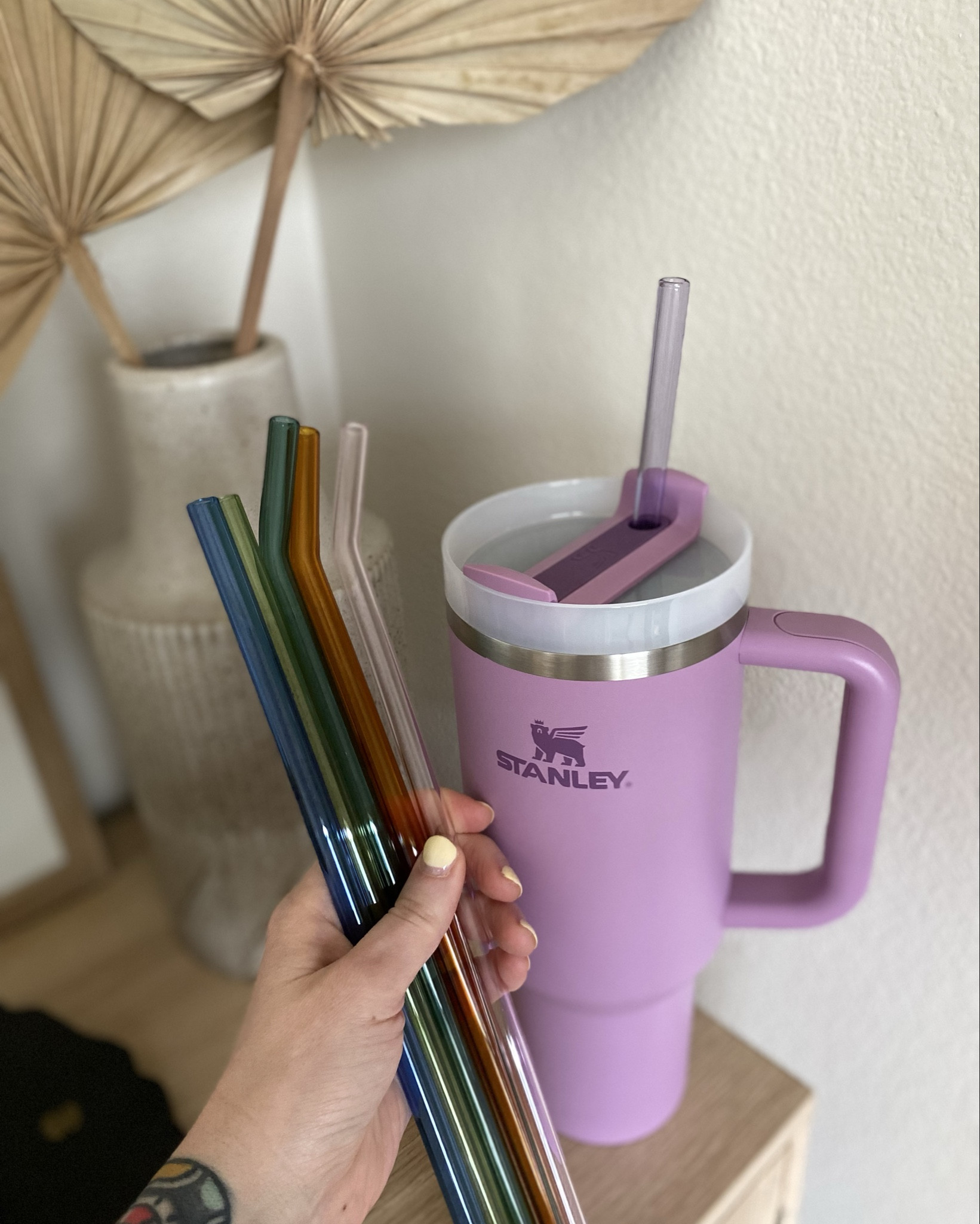 TALL GLASS STRAWS 💧 Replaced my plastic straws with these fun and colorful glass straws. They work perfectly for both my Stanley and Yeti cups 👌🏼 only 7 bucks! 

#LTKFindsUnder100 #LTKFindsUnder50 #LTKHome
