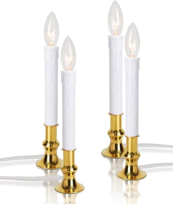 New Ideal Lights Window Candle Electric with Daily Timer Function, Brass Base Christmas Window Ca... | Amazon (US)