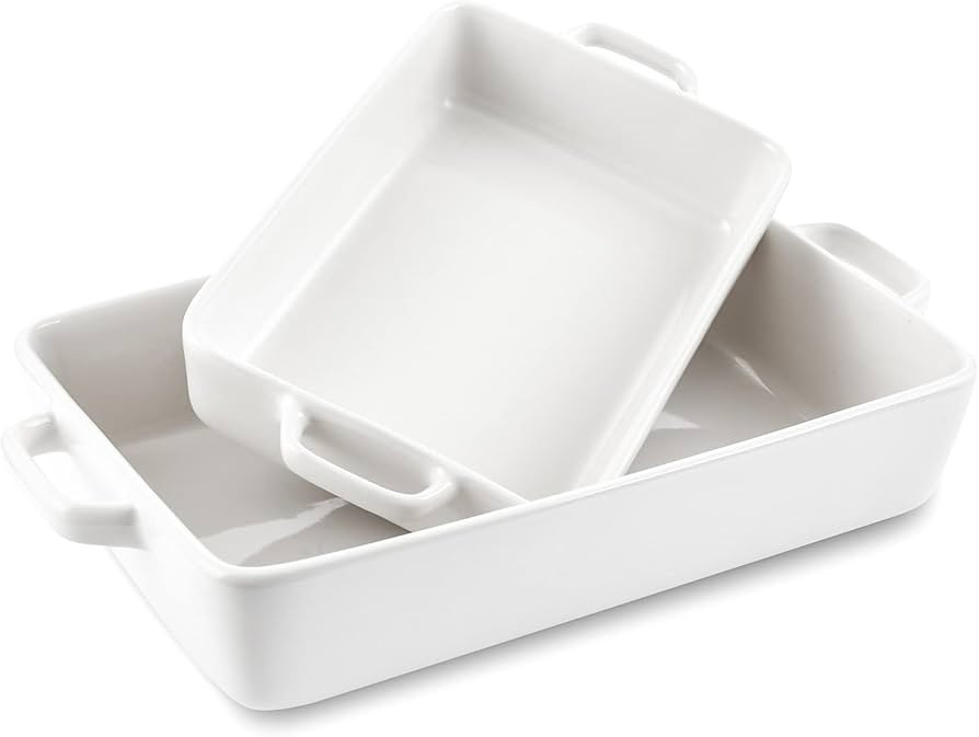 KitchenTour Ceramic Bakeware Set, Rectangular Baking Dish Casserole Dish Lasagna Pan with Double ... | Amazon (US)