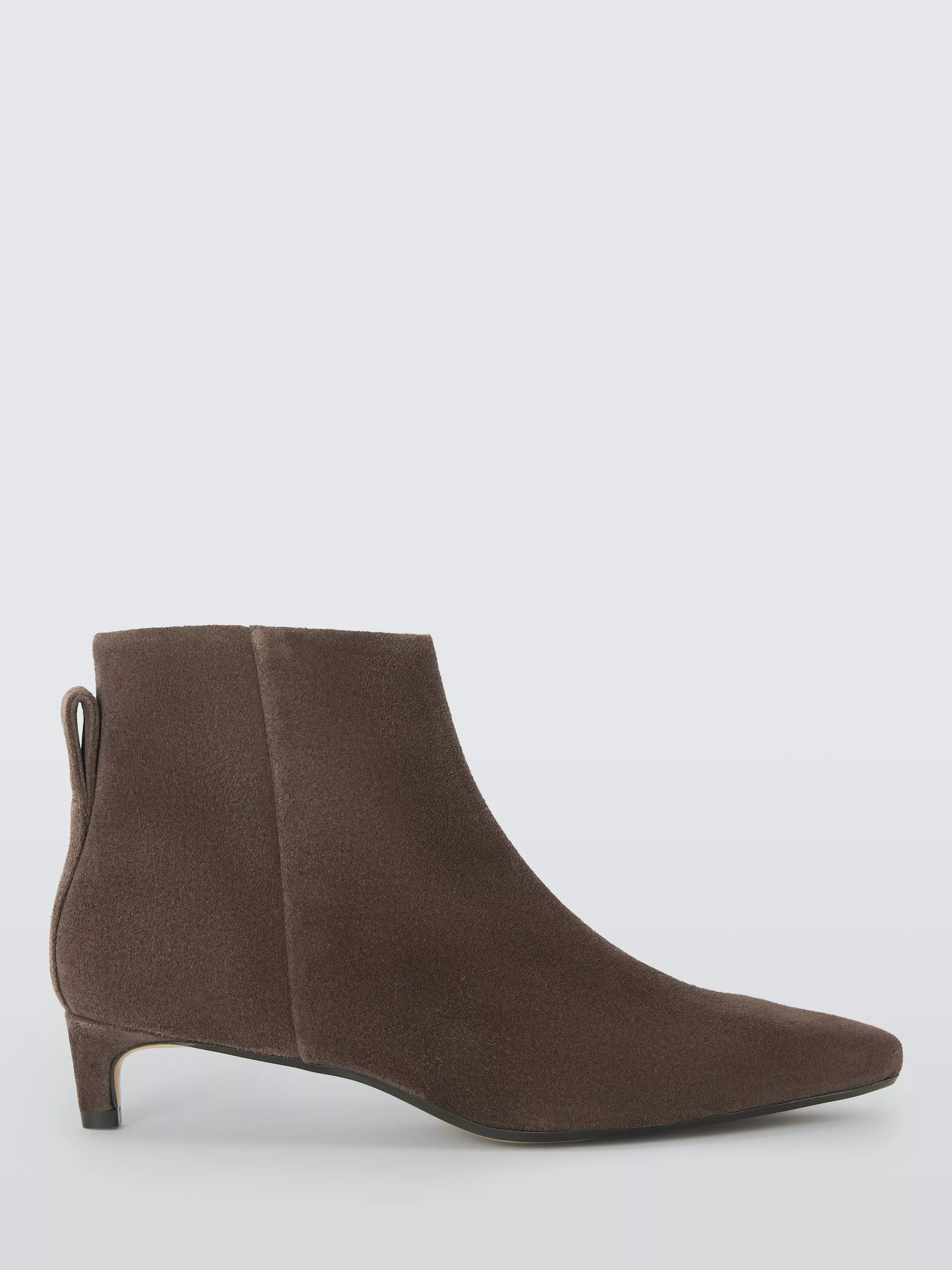 John Lewis Ophelia Suede Kitten Heel Dressy Shoe Boots, Chocolate | John Lewis (UK)