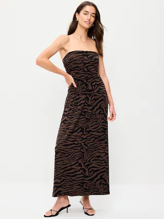 Fit & Flare Drop-Waist Maxi Tube Dress | Old Navy (CA)