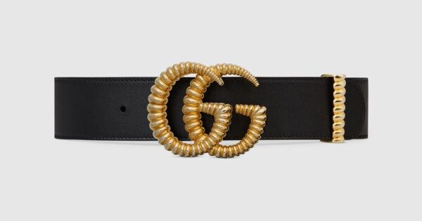 Leather belt with torchon Double G buckle | Gucci (US)