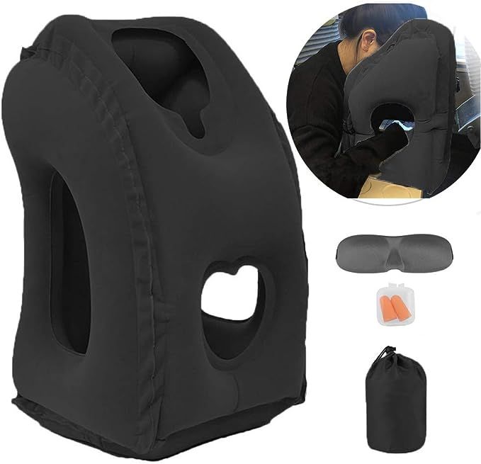 Inflatable Travel Pillow for Airplane, Inflatable Neck Air Pillow for Sleeping to Avoid Neck and ... | Amazon (US)