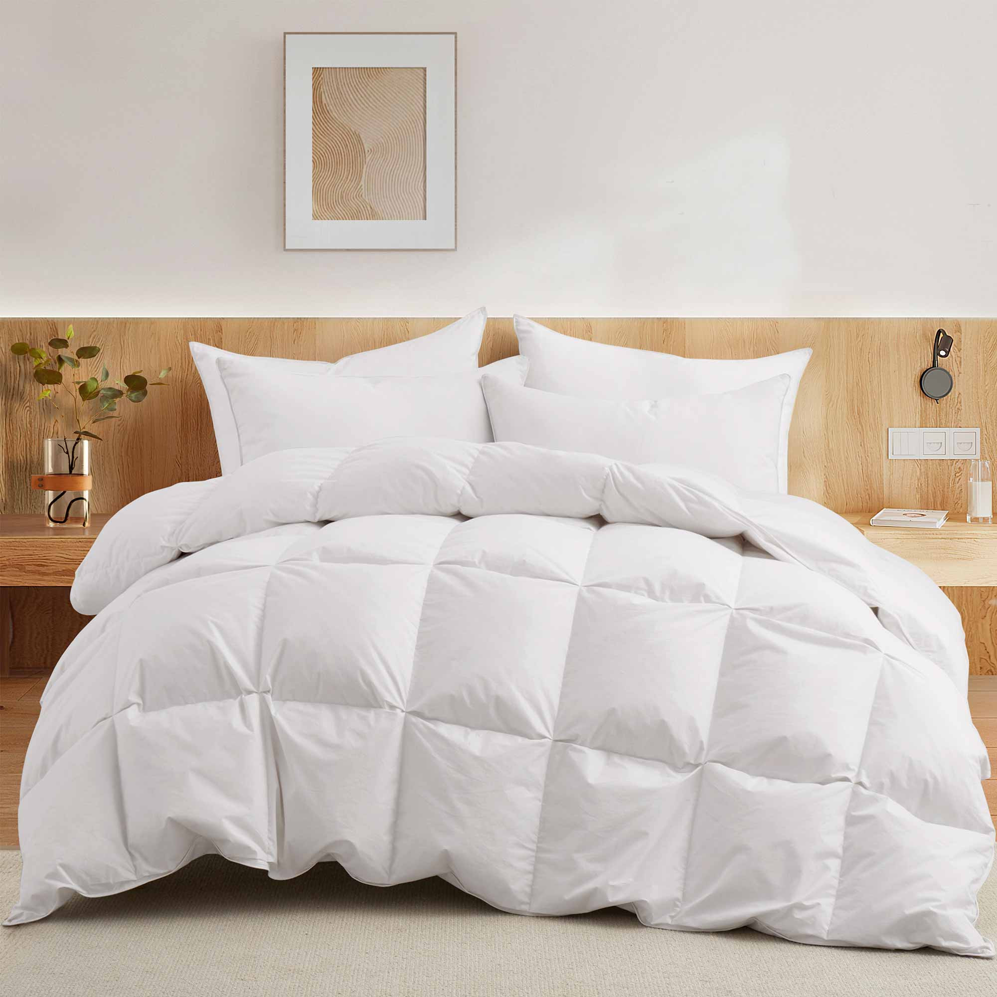 All Seasons Pinch Pleat Goose Feather and Down Comforter 100% Cotton Cover | Puredown.Inc