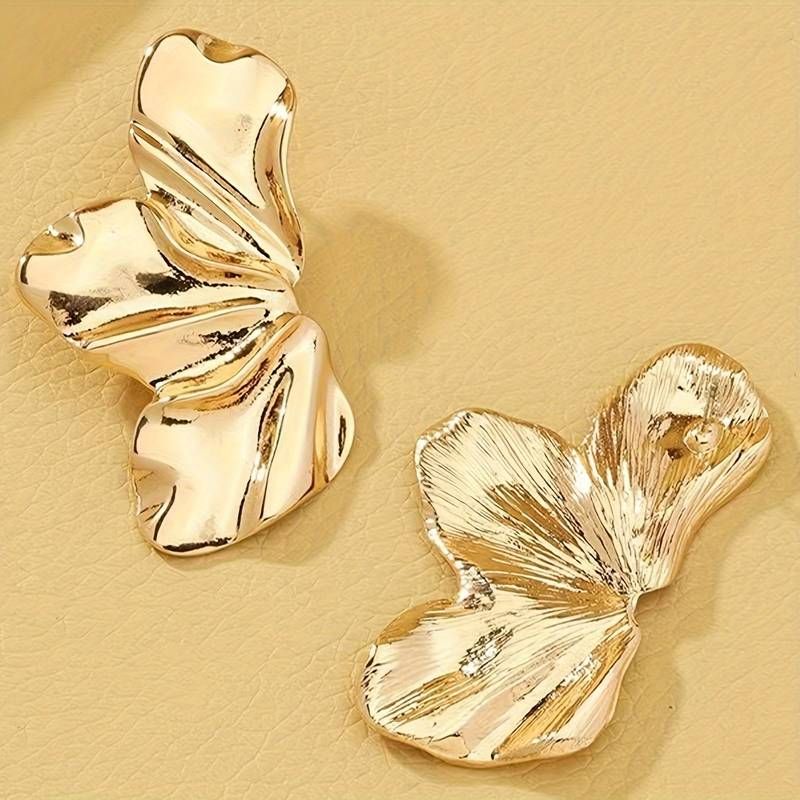 Geometric Flower Petal Stud Earrings Monochrome Zinc Alloy 14K Gold Plated Ear Jewelry Boho Style... | Temu Affiliate Program