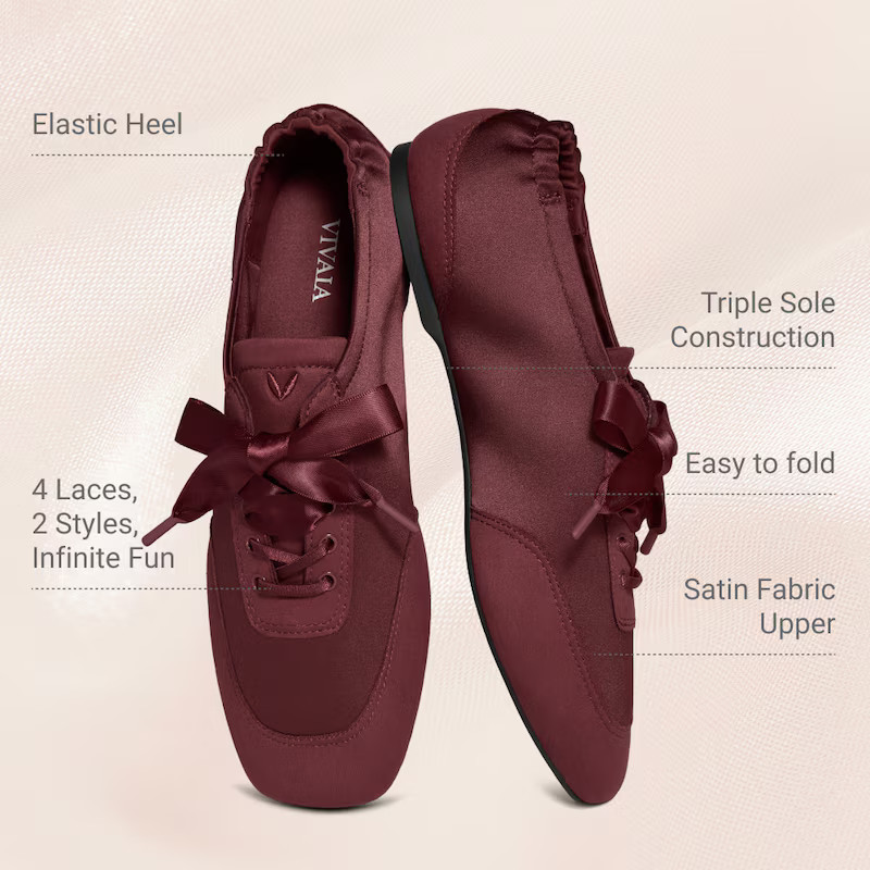 Square-Toe Lace-Up Satin Sneakerina (Cristina) | VIVAIA