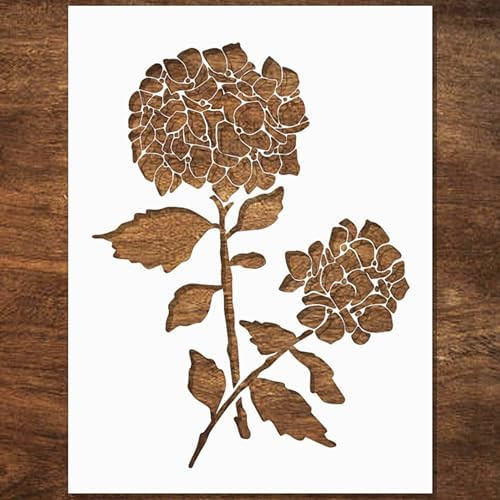 Hydrangea Stencil - Flower Stencils for Painting on Wood, Paper, Fabric, Wall, Furniture - Stenci... | Amazon (US)