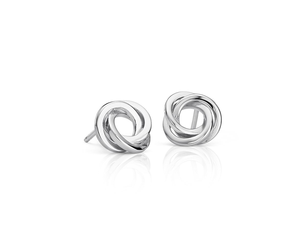 Flat Love Knot Stud Earrings in Sterling Silver | Blue Nile
