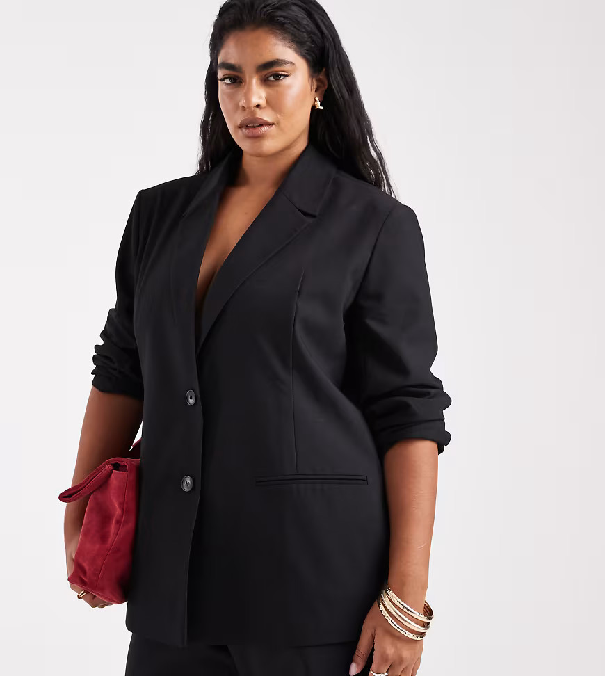 COLLUSION Plus tailored oversized blazer in black | ASOS (Global)