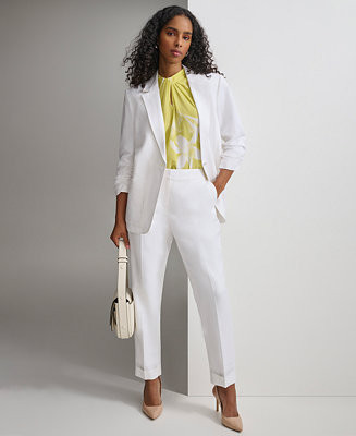Calvin Klein Women's One Button Linen-Blend Blazer & Ankle Pant - Macy's | Macy's