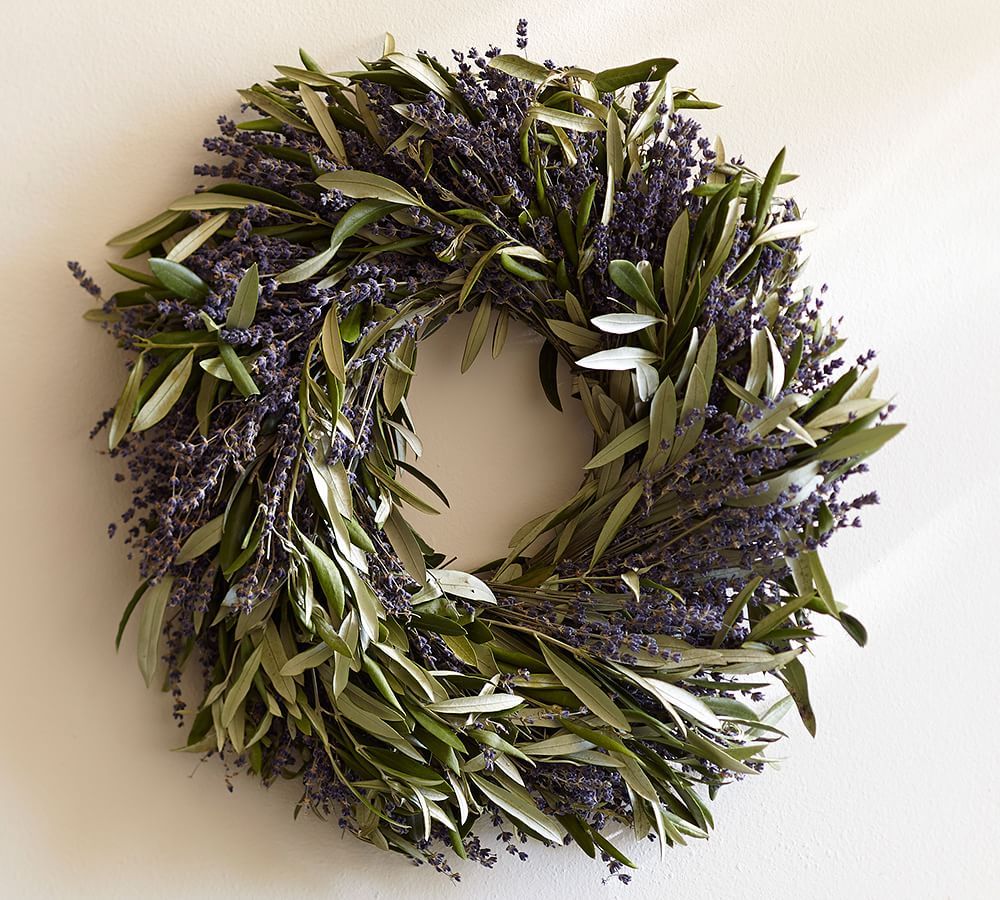 Fresh Olive Leaf & Dried Lavender Wreath | Pottery Barn (US)