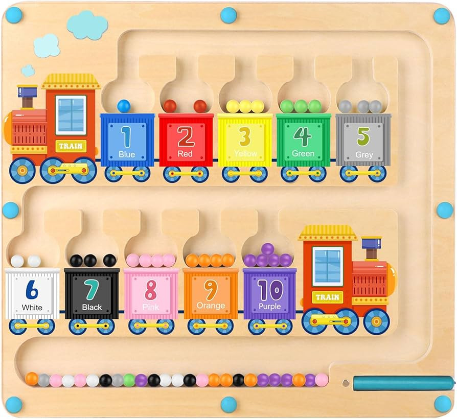 Magnetic Color and Number Maze,Montessori Toys for 2-5 Years Old Boys,Wooden Magnet Balls Puzzles... | Amazon (US)