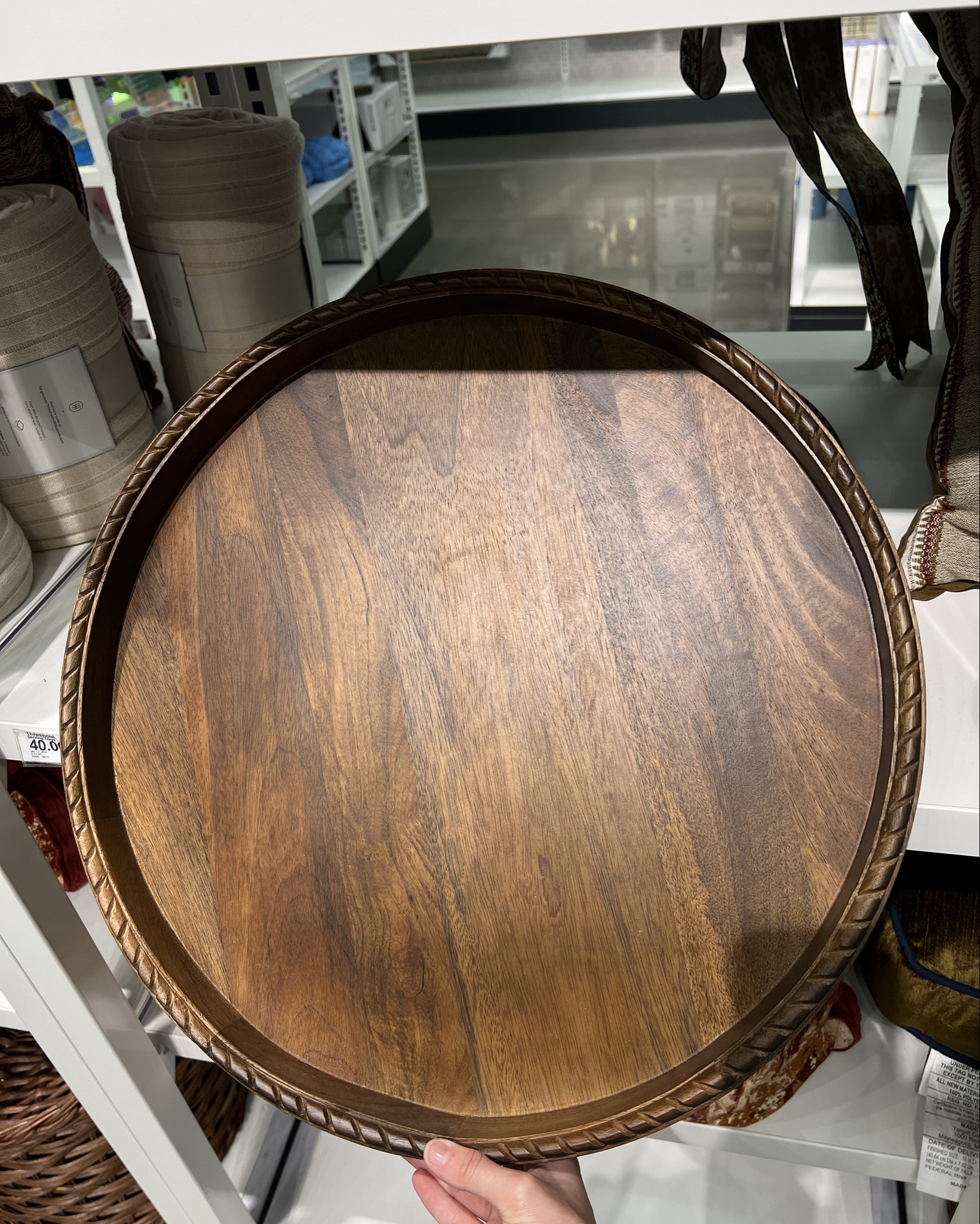 In store pickup only, not available for shipping!! 

Enhance the look and feel of your space with this Braided Edge Wood Tray from Threshold™ designed with Studio McGee. Made of wood, this round tray features a braided edge that adds a classic elegance to your decor. Plus, this decorative tray is designed in a dark brown hue for an earthy feel and easy pairing with other decor accents.

Threshold™ designed with Studio McGee: Looks like home, feels like you.

#LTKFindsUnder50 #LTKHome #LTKSeasonal