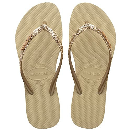 Havaianas Slim Glitter II Flip Flop Sandal Sand Grey 37/38 Brazil (US Men's 5/6, Women's 7/8) M | Amazon (US)