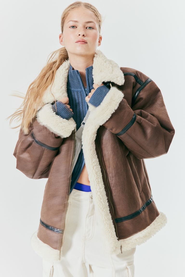 Oversized Teddy-fleece-lined Jacket | H&M (US + CA)