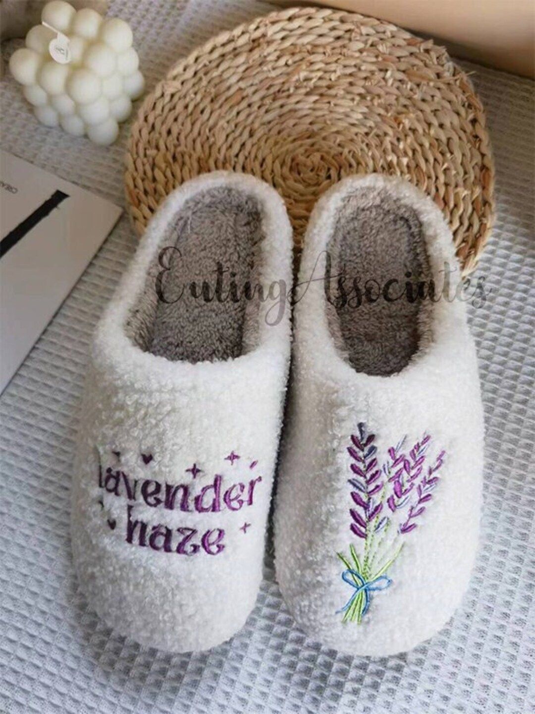 Lavender Haze Slippers Fluffy Embroidered Slippers Swiftie - Etsy | Etsy (US)