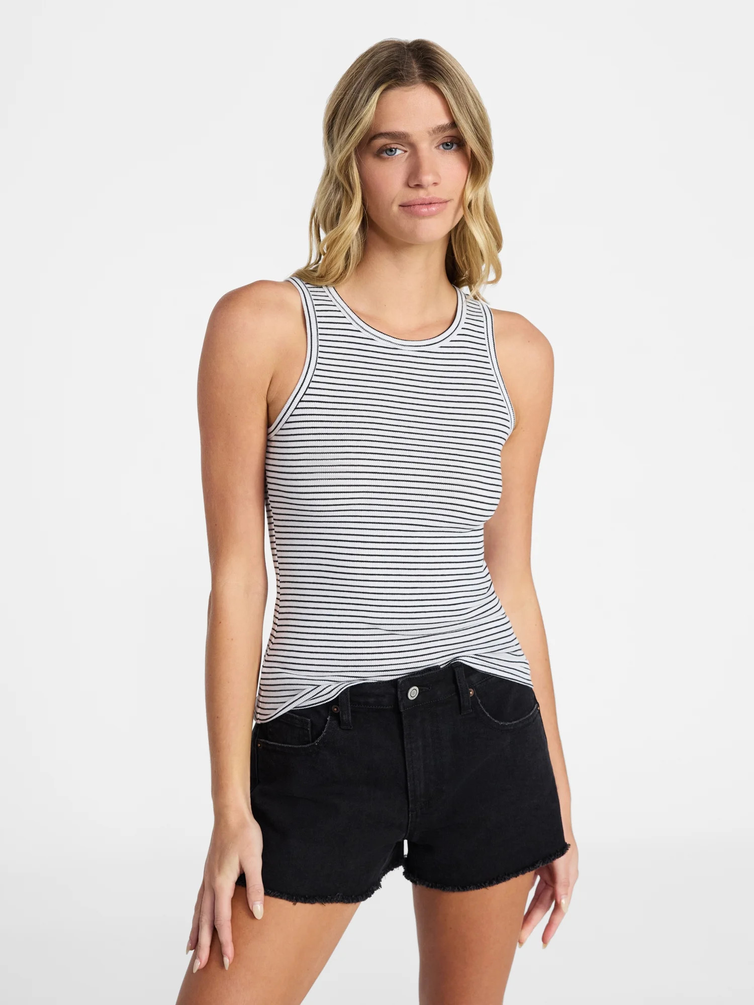 No Boundaries Ribbed High Neck Tank Top, Women's XXS-XXL | Walmart (US)