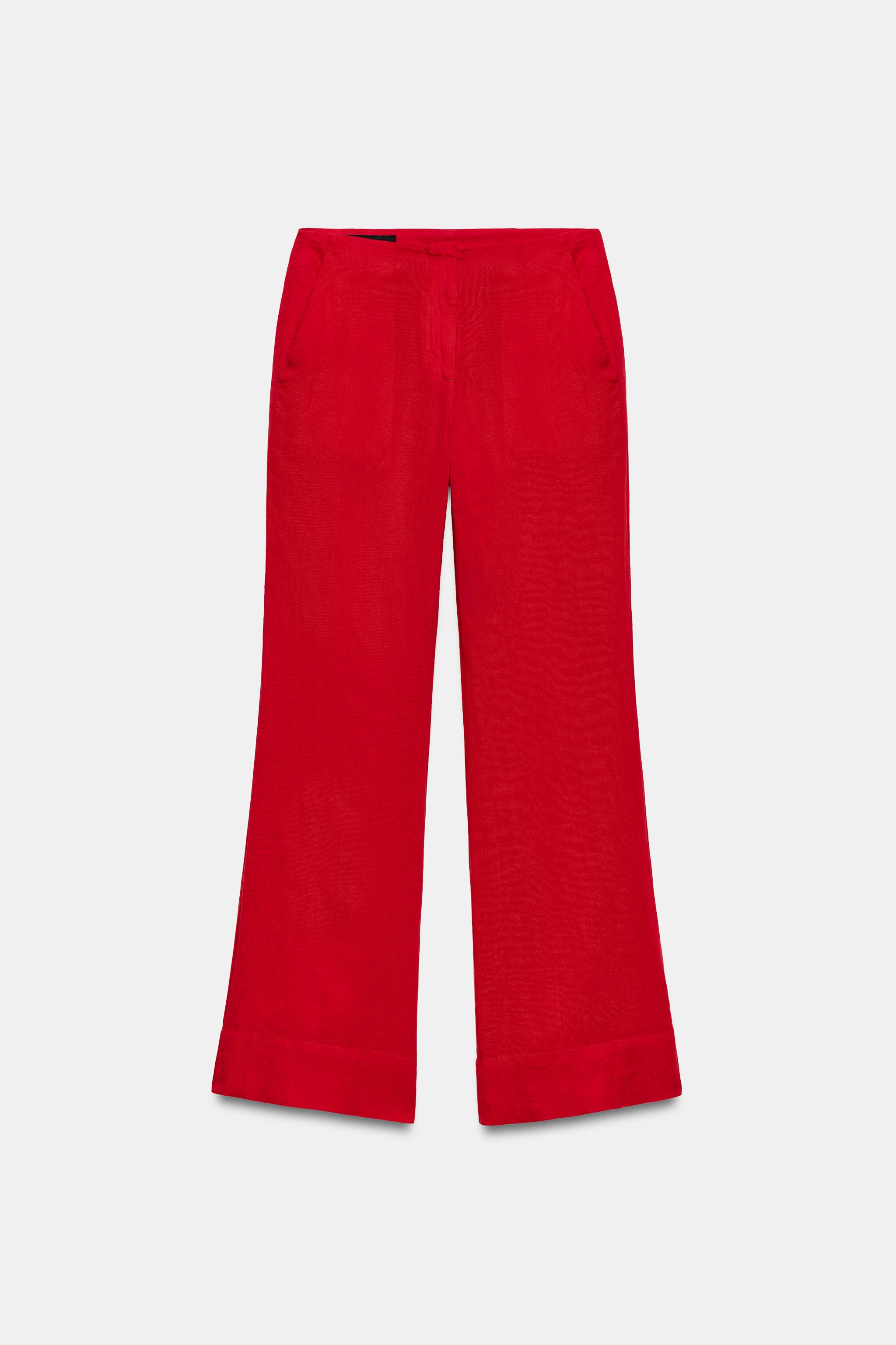 STRAIGHT LINEN BLEND TROUSERS | Zara UK