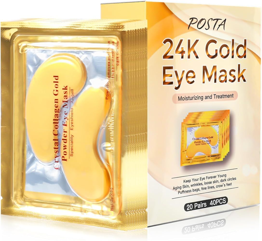 POSTA 24K Gold Eye Mask, 20 Pairs Eye Treatment Mask With Collagen, Under Eye Mask Treatment for ... | Amazon (US)