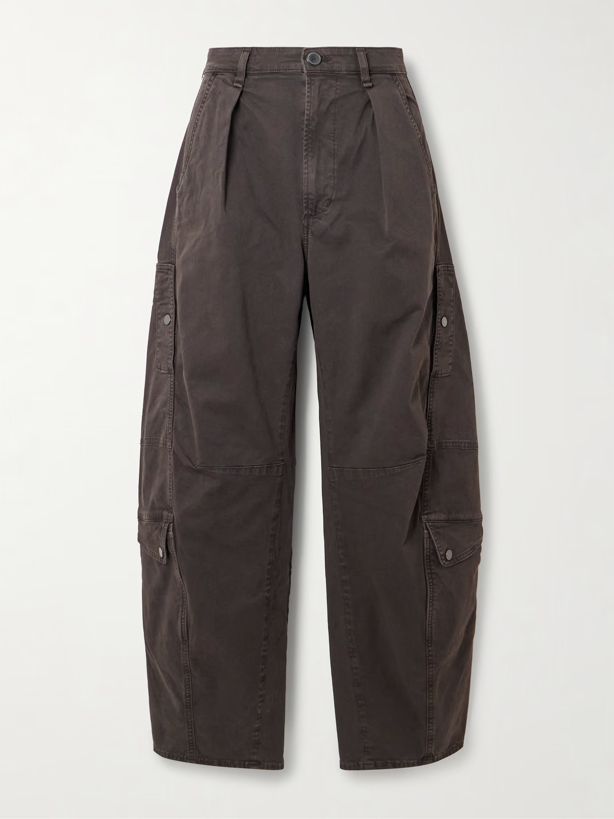 Citizens of Humanity - Flight Pleated Organic Cotton-blend Twill Tapered Pants - Brown | NET-A-PORTER (US)