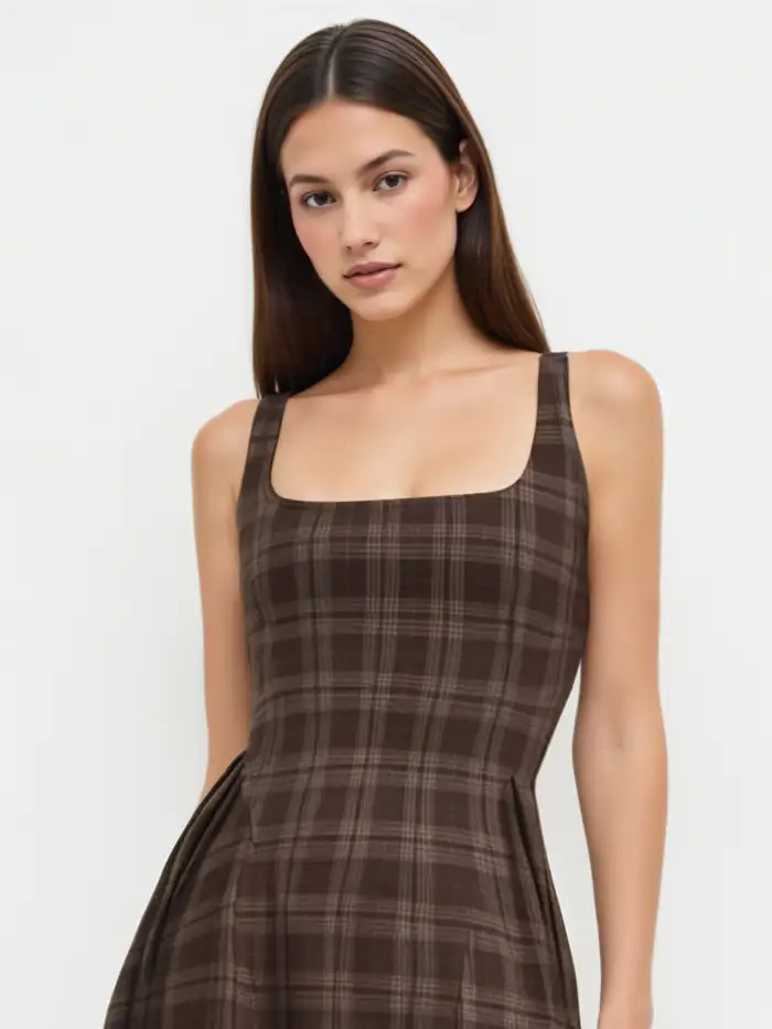 Cotton-blend Square Neck Gingham Maxi Dress $42.90Flash ShippingRecycled | Cider