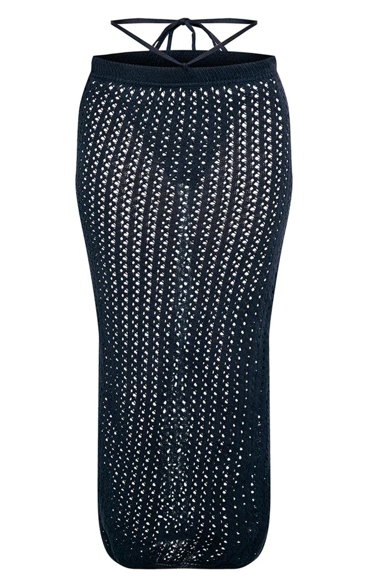 Petite Black Crochet Midaxi Skirt | PrettyLittleThing US