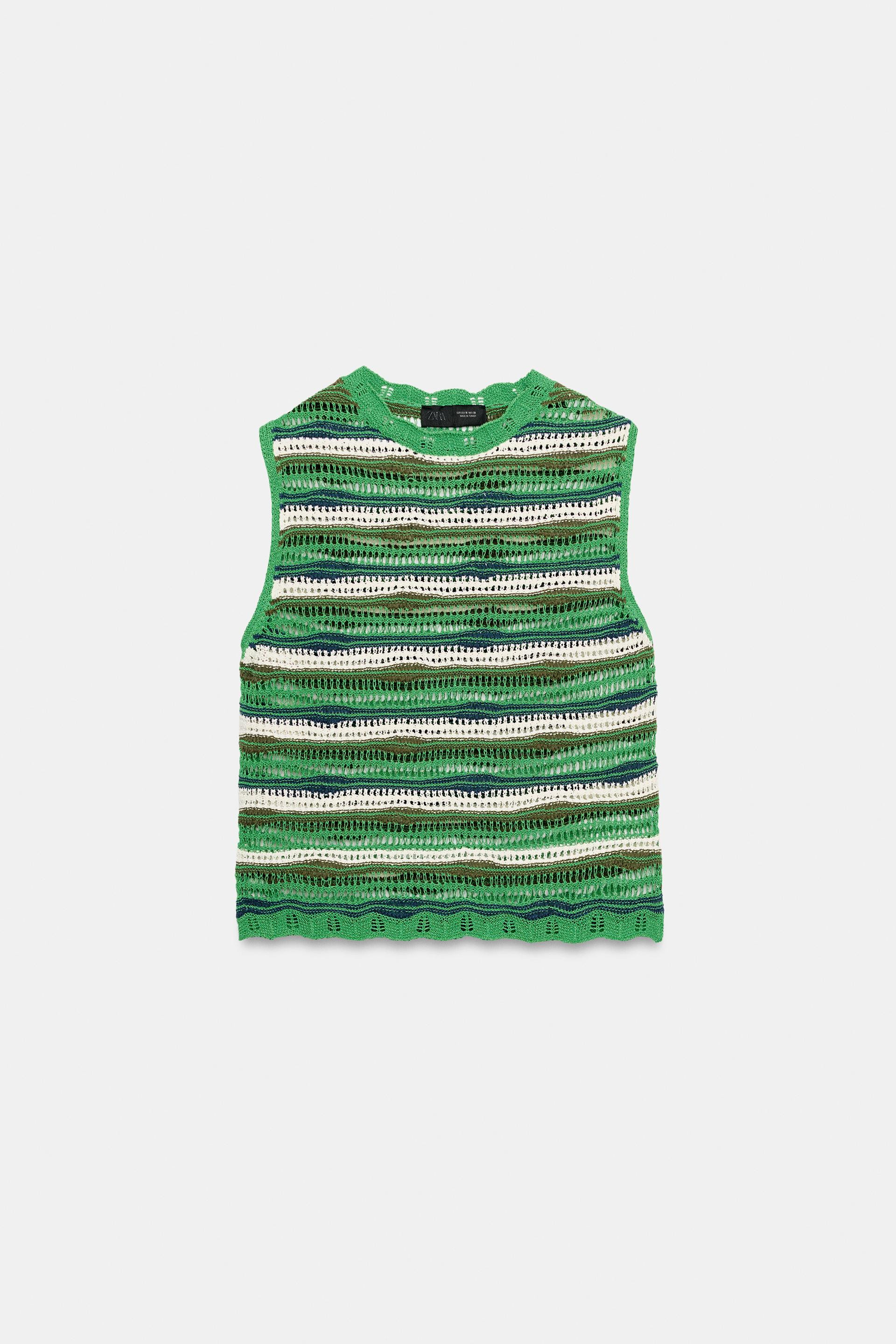 STRIPED TEXTURED KNIT TOP | Zara UK