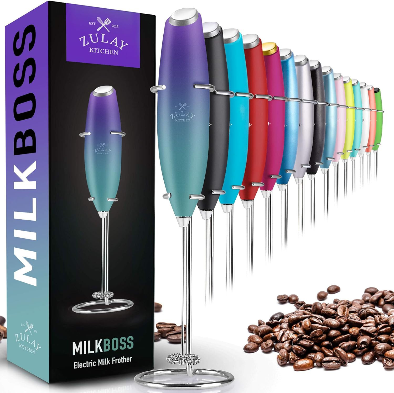 Zulay Original Milk Frother Handheld Foam Maker for Lattes - Whisk Drink Mixer for Coffee, Mini F... | Amazon (US)