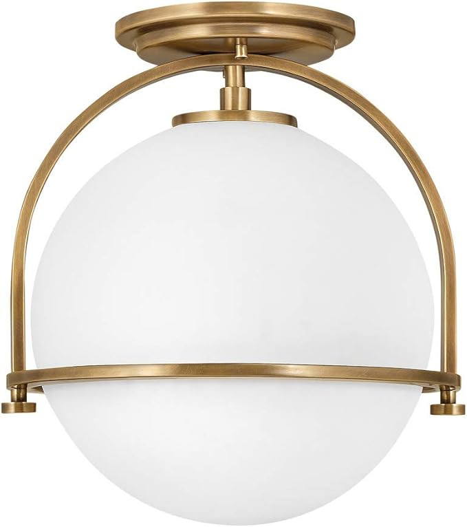 Hinkley Somerset Collection One Light Small Semi-Flush Mount, Heritage Brass w/ Etched Opal Glass | Amazon (US)