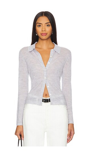 Long Sleeve Cashmere Shirt in Stone | Revolve Clothing (Global)