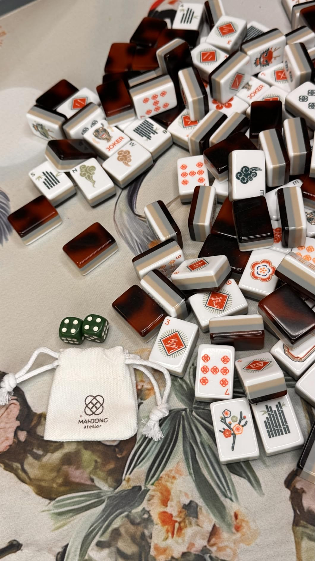 American Mahjong Tile Set – 160 Engraved 4-Layer Tiles, Warm Ochre and Amber Earth Tone Watercolor Design with Vegan Leather Carrying Bag and Matching Dice | Terra Edition | Amazon (US)