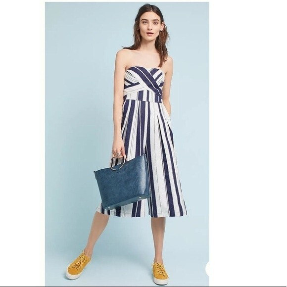 Anthropologie Greylin Savannah Striped Linen Blend Jumpsuit L | Poshmark