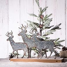 glitzhome Christmas Table Decorations 12.81 Inches Metal Christmas Reindeer Decor Galvanized Deer... | Amazon (US)
