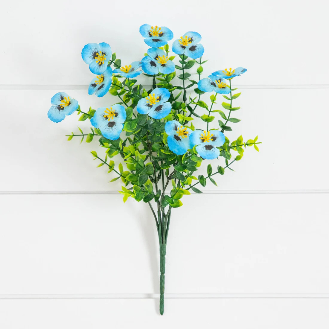13in. UV Resistant Artificial Pansy Bush (Indoor/Outdoor) - Set of 12 | Nearly Natural