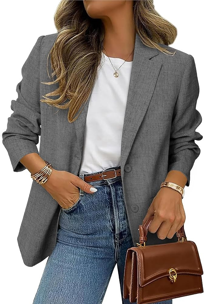 Simplee Blazers for Women Business Casual 2026 Oversized Long Sleeve Open Front Lapel Suit Jacket... | Amazon (US)
